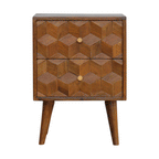 Chestnut Cube Carved Bedside