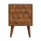 Chestnut Cube Carved Bedside