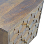 Chestnut Cube Carved Bedside