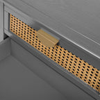 2 Drawer Side table,Naturel Rattan,End table,Suitable for bedroom, living room, study