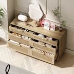 Natural Wood Rattan 6-Drawer Dresser Dresser