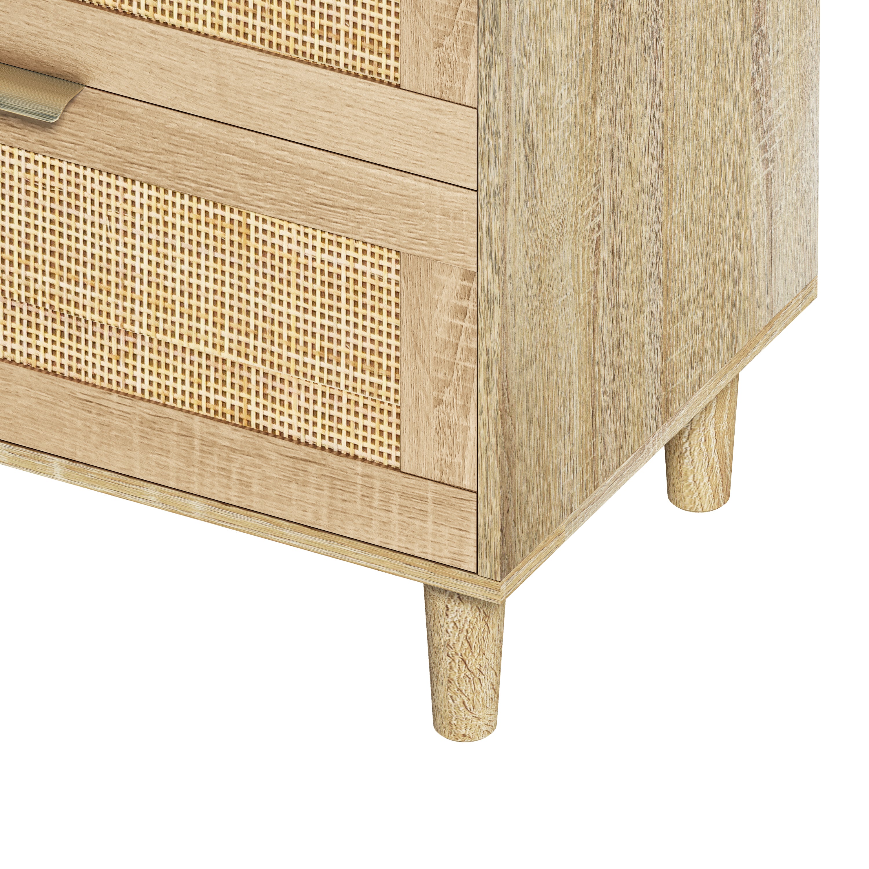 Natural Wood Rattan 6-Drawer Dresser Dresser