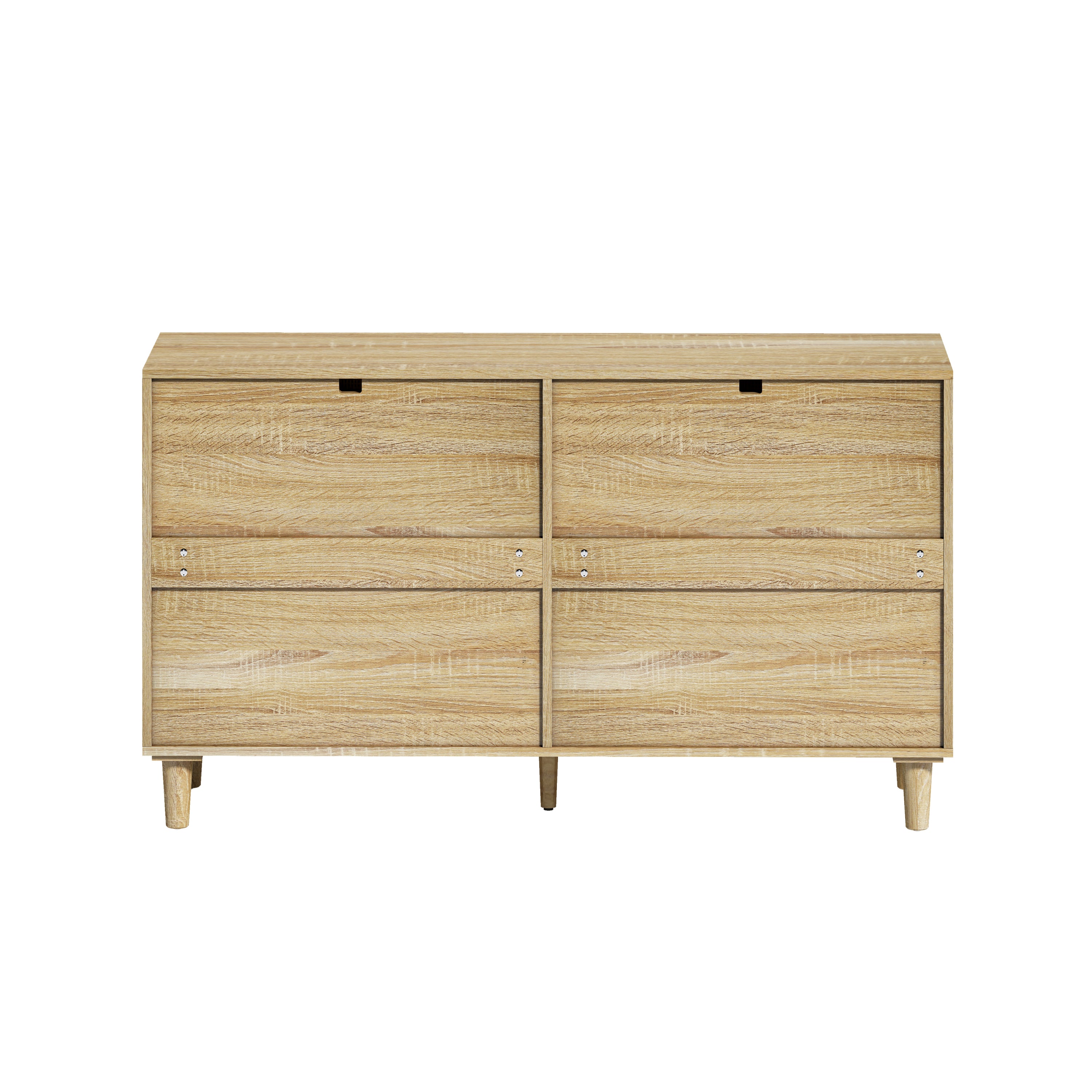 Natural Wood Rattan 6-Drawer Dresser Dresser