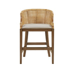 Handcrafted Rattan Counter Stool with Cushioned Seat in Natural Finish, 25' Height Bar Stools