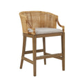 Handcrafted Rattan Counter Stool with Cushioned Seat in Natural Finish, 25' Height Bar Stools