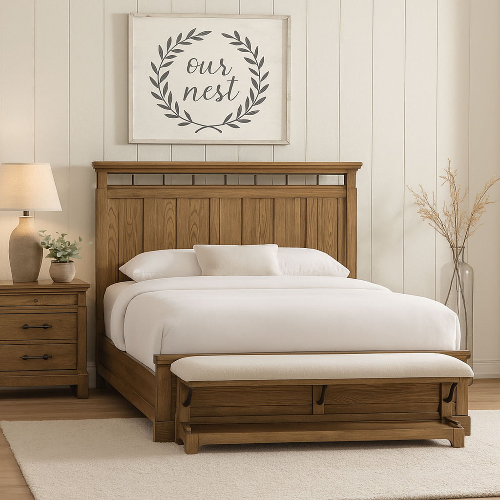 2 Drawer Nightstand w/ Tray - Caramel Finish - Groovy Boardz