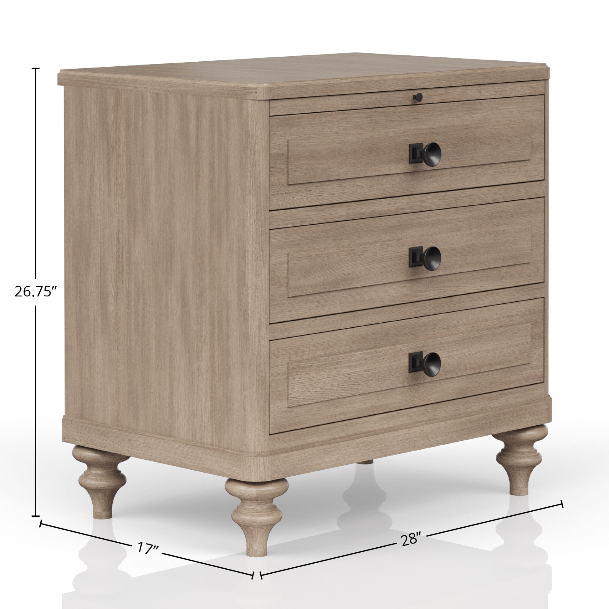 3 Drawer Nightstand With Sand Finish