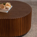 Handcrafted Solid Wood Round Nesting Coffee Table Set.