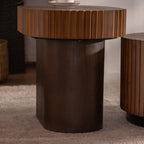 Handcrafted Solid Wood Round Nesting Coffee Table Set.