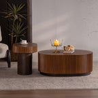 Handcrafted Solid Wood Round Nesting Coffee Table Set.