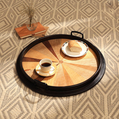 Handmade Wooden Round Tray/Décor & Serving Tray/Platter - 23.5'