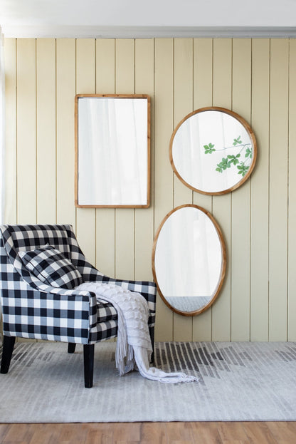 24"x36" Rectangle Wood Mirror, Farmhouse Wall Decor for Living Room Bedroom Entryway - Groovy Boardz