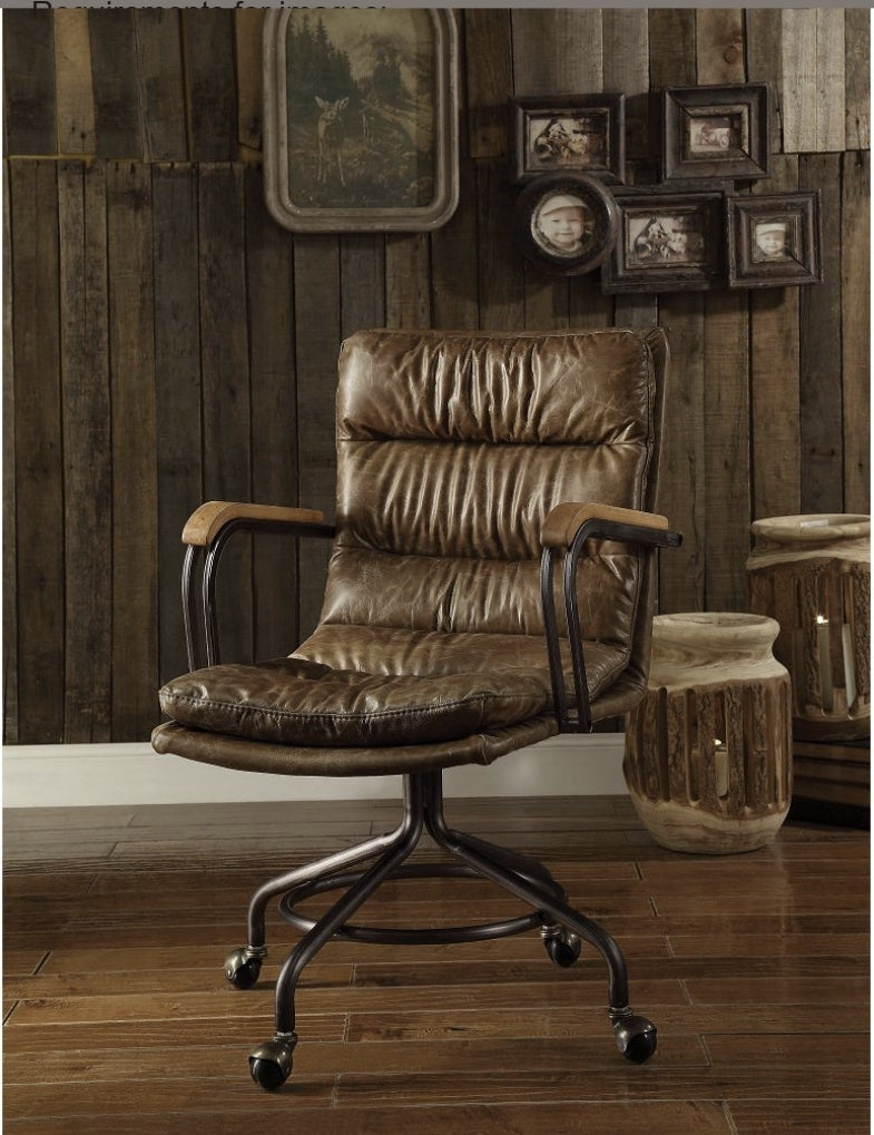 Harith II Vintage Whiskey Top Grain Leather Office Chair