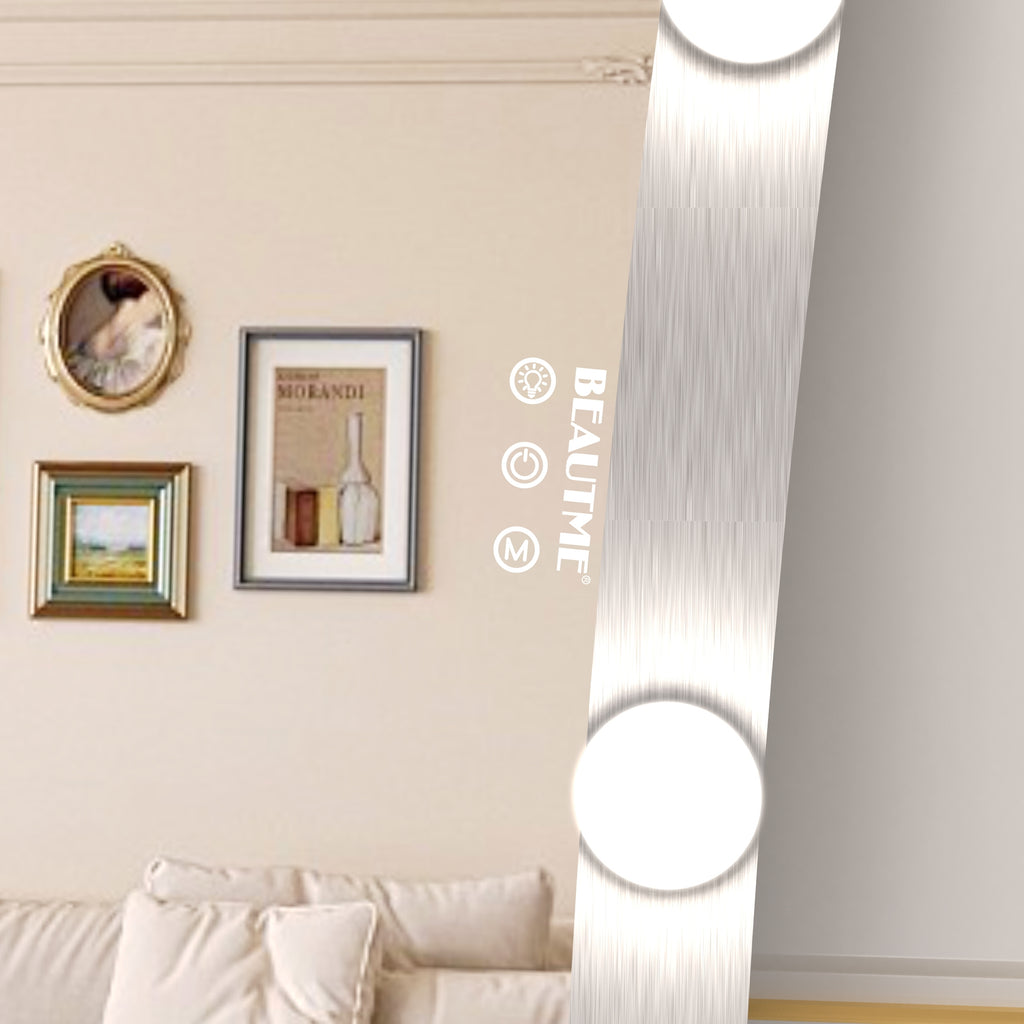 Hollywood Full Length Mirror with Lights Full Body Vanity Mirror with 3 Color Modes Lighted Standing Floor Mirror for Dressing Room Bedroom Wall Mounted Touch Control Silver 63x24