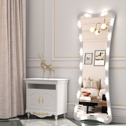 Hollywood Full Length Mirror with Lights Full Body Vanity Mirror with 3 Color Modes Lighted Standing Floor Mirror for Dressing Room Bedroom Wall Mounted Touch Control Silver 63x24
