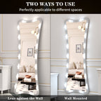Hollywood Full Length Mirror with Lights Full Body Vanity Mirror with 3 Color Modes Lighted Standing Floor Mirror for Dressing Room Bedroom Wall Mounted Touch Control Silver 63x24