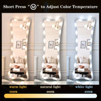 Hollywood Full Length Mirror with Lights Full Body Vanity Mirror with 3 Color Modes Lighted Standing Floor Mirror for Dressing Room Bedroom Wall Mounted Touch Control Silver 63x24