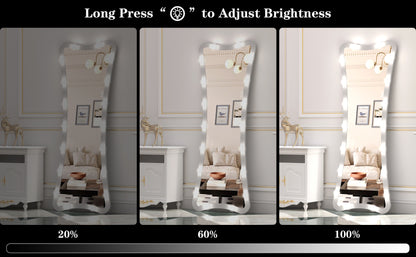 Hollywood Full Length Mirror with Lights Full Body Vanity Mirror with 3 Color Modes Lighted Standing Floor Mirror for Dressing Room Bedroom Wall Mounted Touch Control Silver 63x24