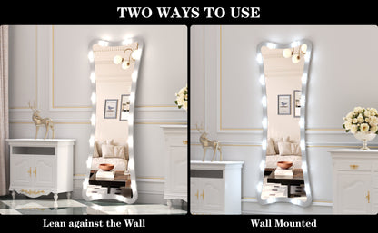 Hollywood Full Length Mirror with Lights Full Body Vanity Mirror with 3 Color Modes Lighted Standing Floor Mirror for Dressing Room Bedroom Wall Mounted Touch Control Silver 63x24