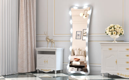 Hollywood Full Length Mirror with Lights Full Body Vanity Mirror with 3 Color Modes Lighted Standing Floor Mirror for Dressing Room Bedroom Wall Mounted Touch Control Silver 63x24