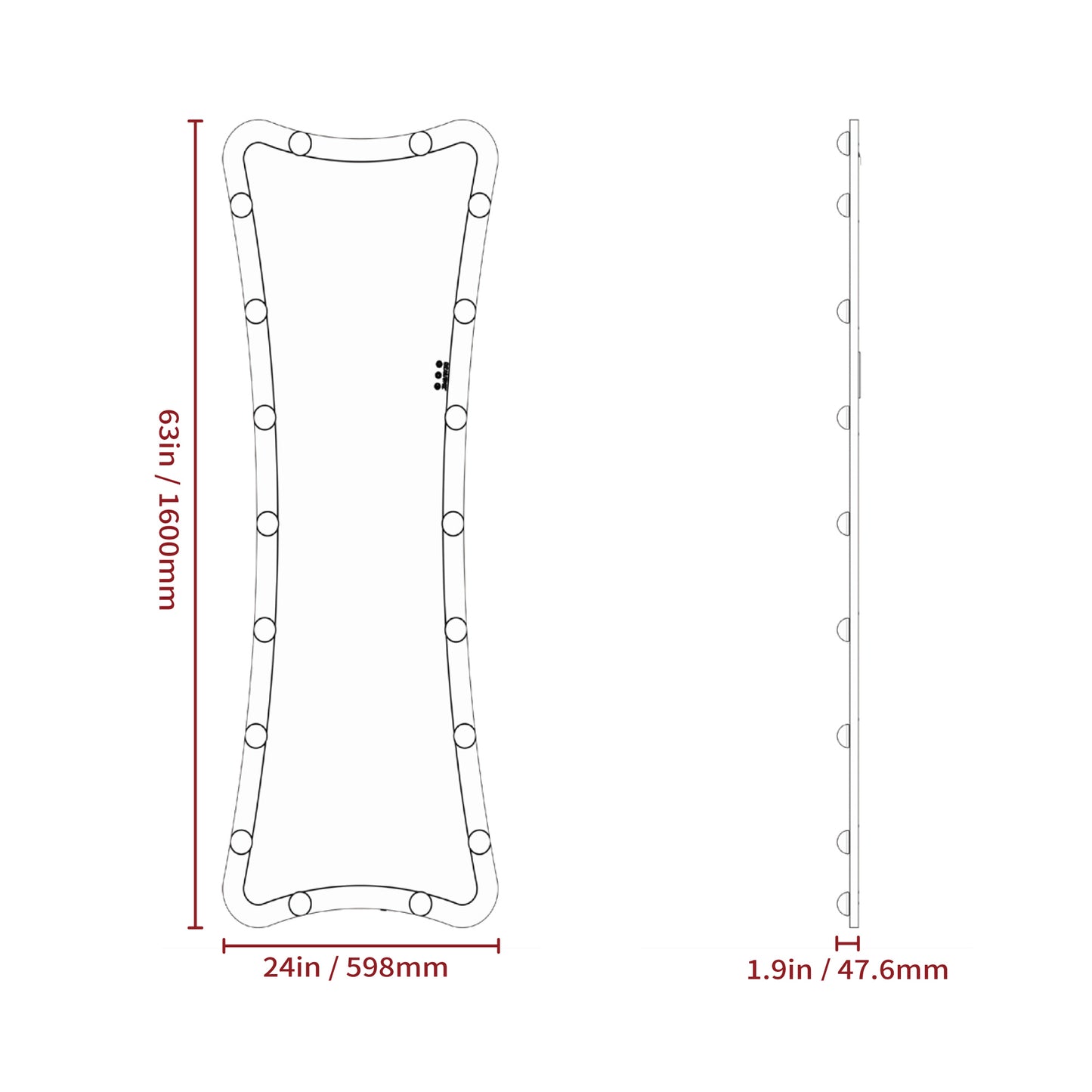 Hollywood Full Length Mirror with Lights Full Body Vanity Mirror with 3 Color Modes Lighted Standing Floor Mirror for Dressing Room Bedroom Wall Mounted Touch Control Silver 63x24