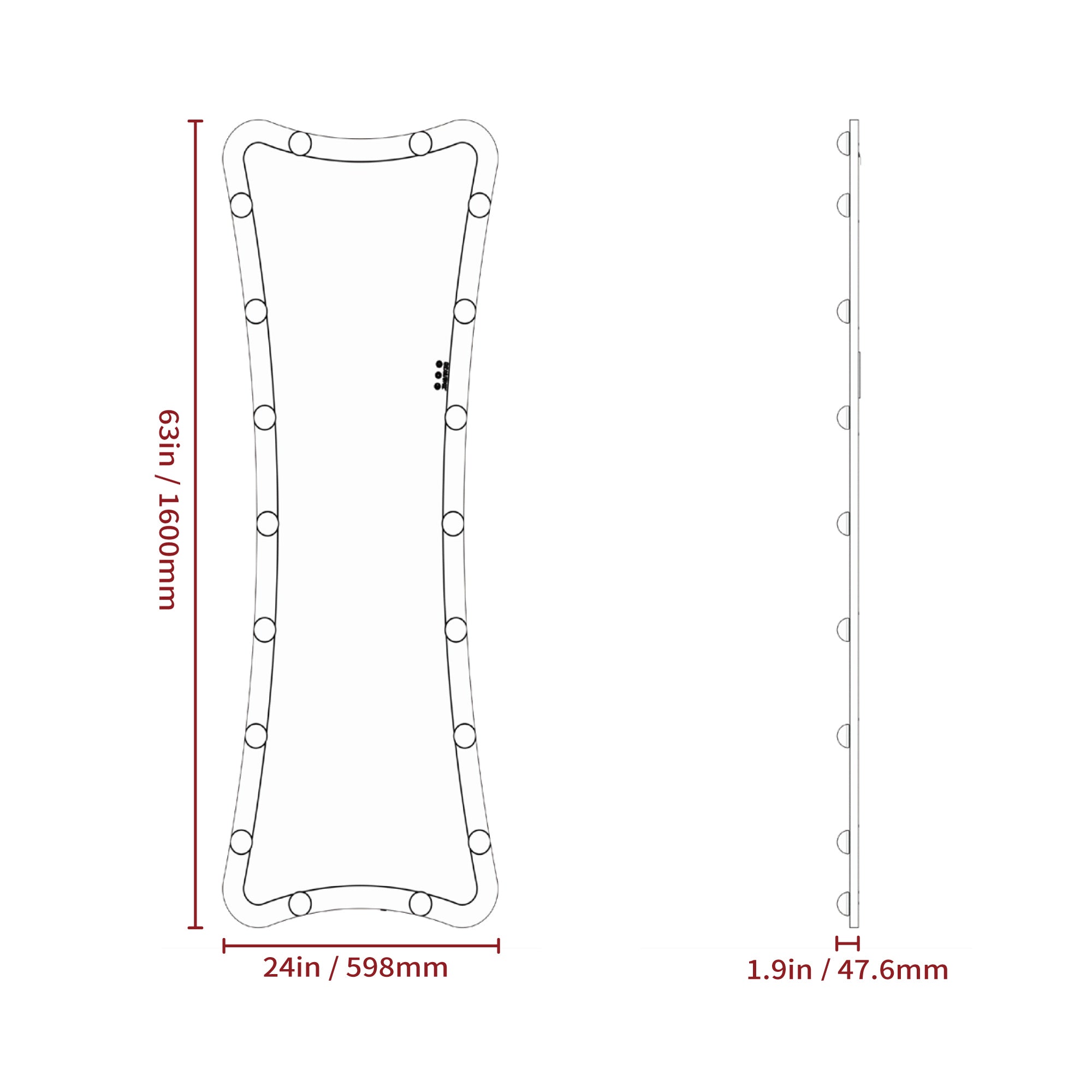 Hollywood Full Length Mirror with Lights Full Body Vanity Mirror with 3 Color Modes Lighted Standing Floor Mirror for Dressing Room Bedroom Wall Mounted Touch Control Silver 63x24