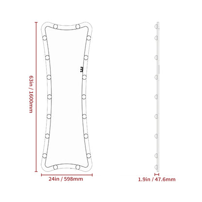 Hollywood Full Length Mirror with Lights Full Body Vanity Mirror with 3 Color Modes Lighted Standing Floor Mirror for Dressing Room Bedroom Wall Mounted Touch Control Silver 63x24