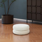 Homary 18.5' Floor Cushion Footrest Ottoman, Ivory White Boucle