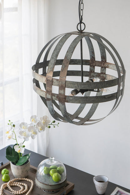 4 - Light Galvanized Chandelier, Hanging Light Fixture with Adjustable Chain for Kitchen Dining Room Foyer Entryway, Bulb Not Included - Groovy Boardz