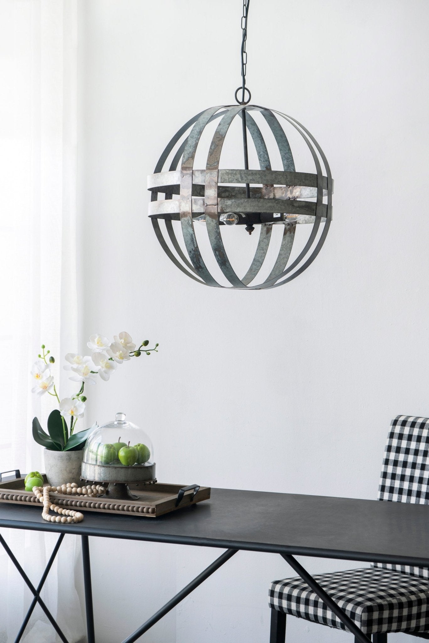 4 - Light Galvanized Chandelier, Hanging Light Fixture with Adjustable Chain for Kitchen Dining Room Foyer Entryway, Bulb Not Included - Groovy Boardz