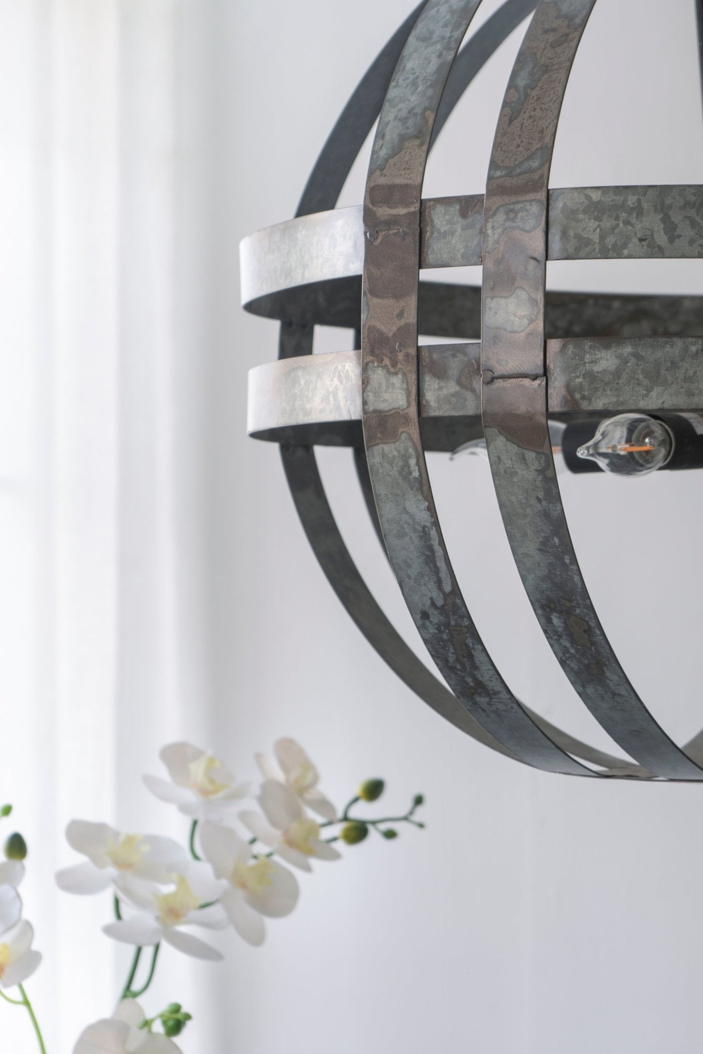 4 - Light Galvanized Chandelier, Hanging Light Fixture with Adjustable Chain for Kitchen Dining Room Foyer Entryway, Bulb Not Included - Groovy Boardz