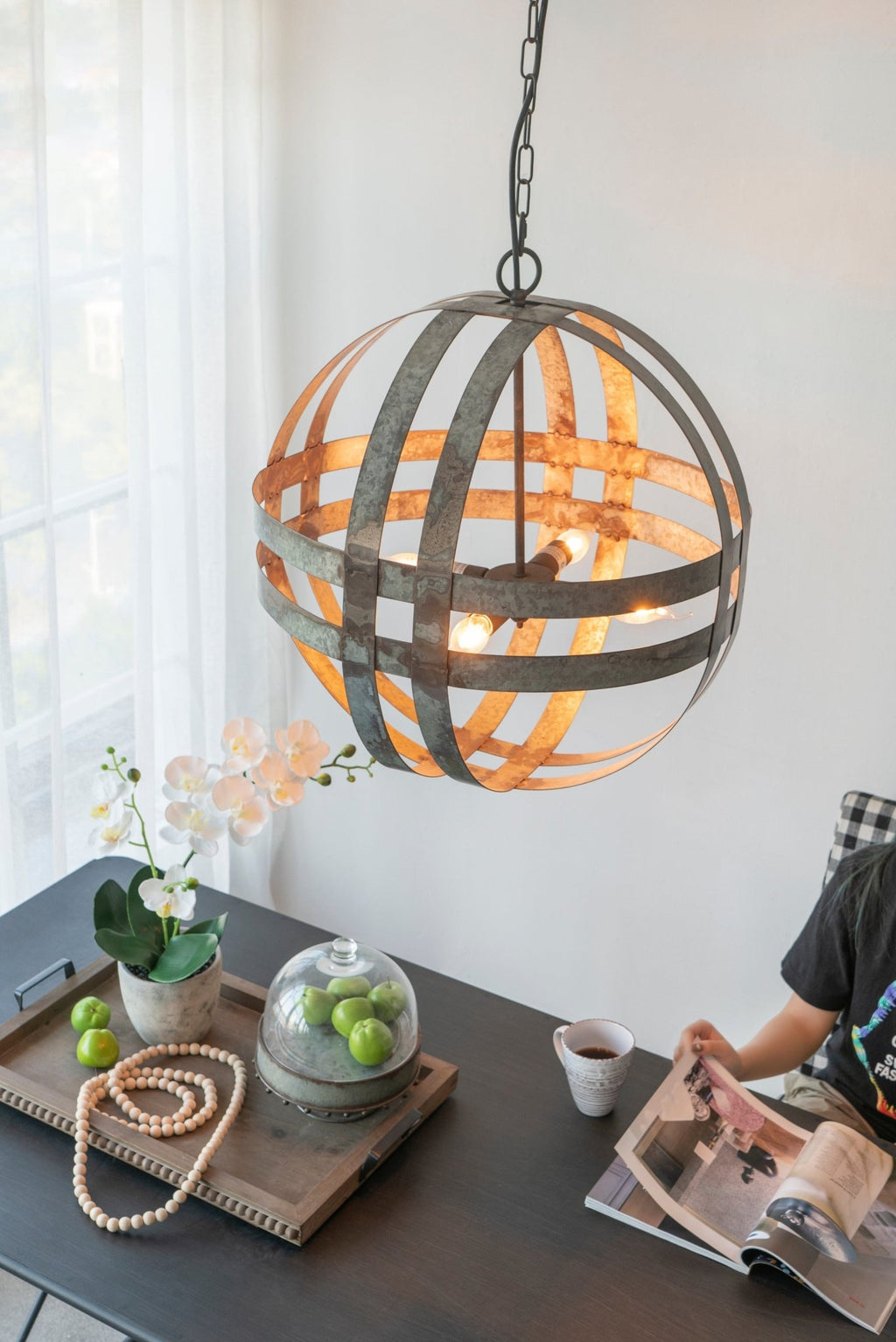 4 - Light Galvanized Chandelier, Hanging Light Fixture with Adjustable Chain for Kitchen Dining Room Foyer Entryway, Bulb Not Included - Groovy Boardz