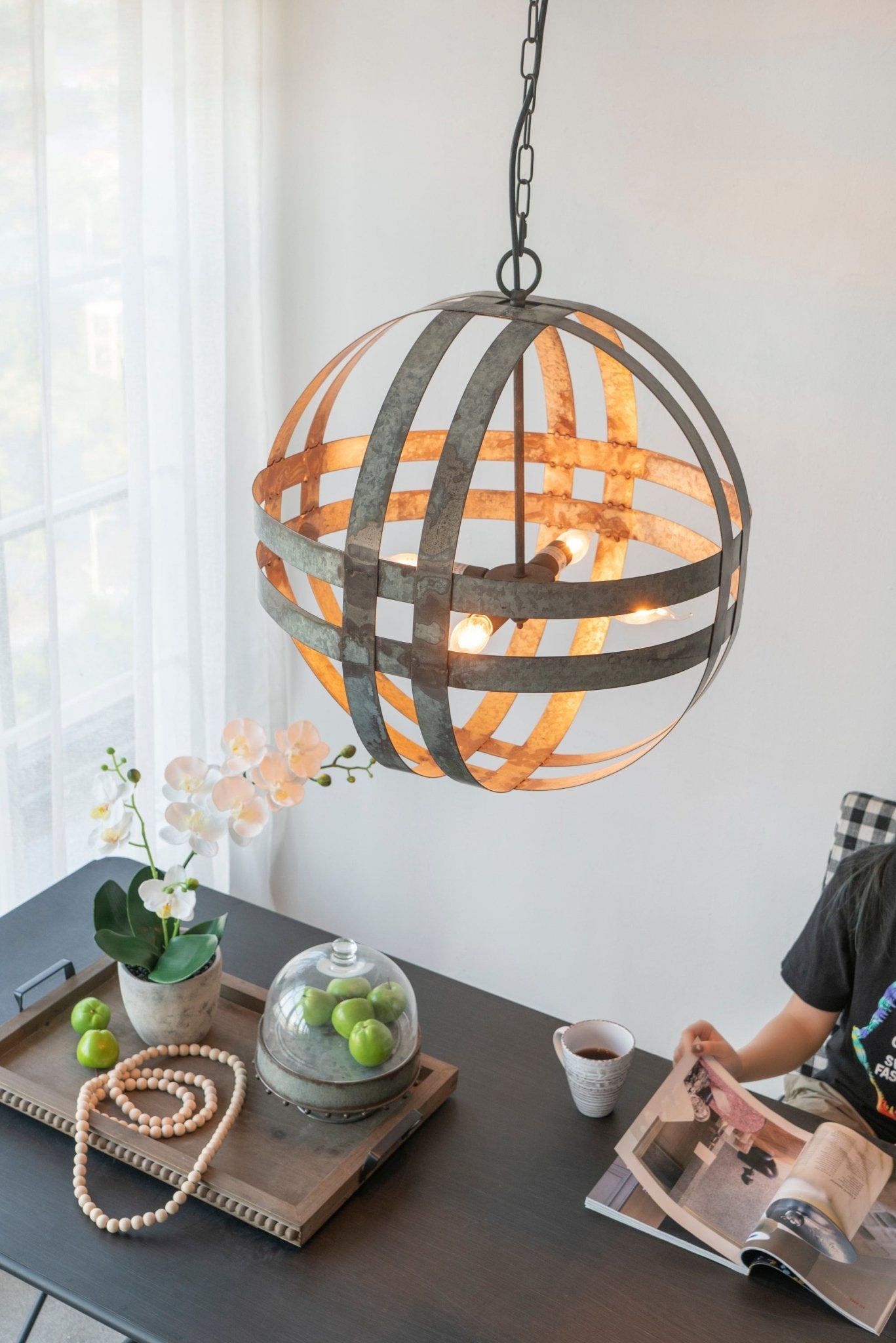 4 - Light Galvanized Chandelier, Hanging Light Fixture with Adjustable Chain for Kitchen Dining Room Foyer Entryway, Bulb Not Included - Groovy Boardz