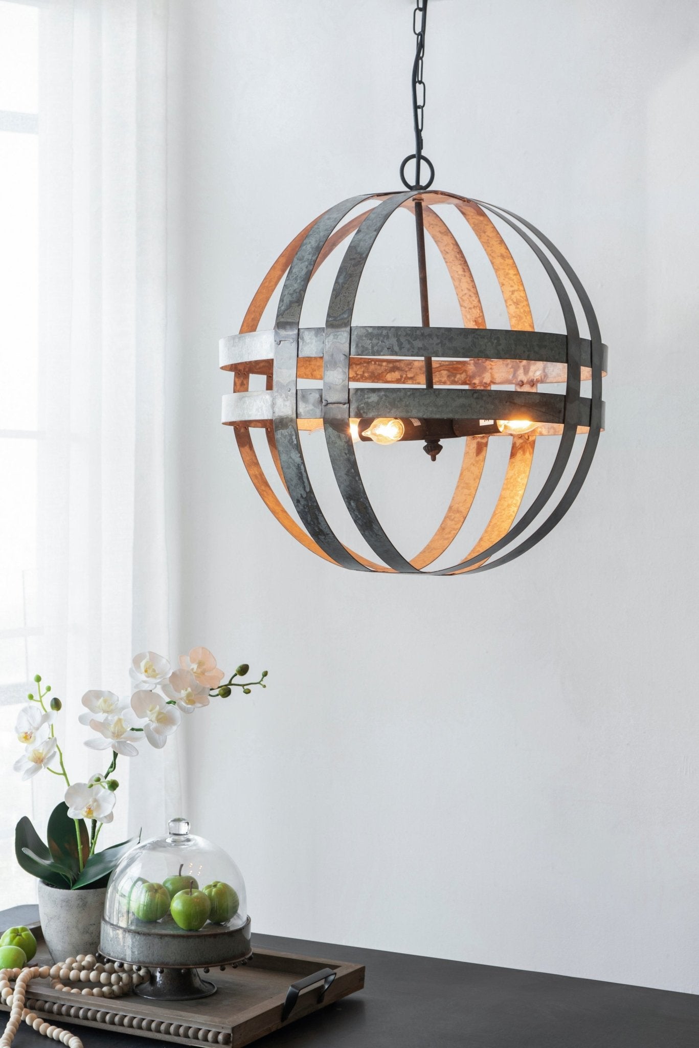 4 - Light Galvanized Chandelier, Hanging Light Fixture with Adjustable Chain for Kitchen Dining Room Foyer Entryway, Bulb Not Included - Groovy Boardz