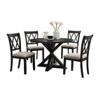 indvale Cross-Buck Wood 5-Piece Dining Set in Black - Groovy Boardz