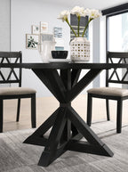 indvale Cross-Buck Wood 5-Piece Dining Set in Black - Groovy Boardz