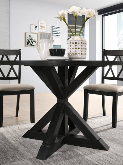 indvale Cross-Buck Wood 5-Piece Dining Set in Black - Groovy Boardz