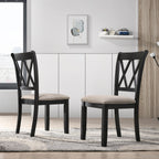 indvale Cross-Buck Wood 5-Piece Dining Set in Black - Groovy Boardz