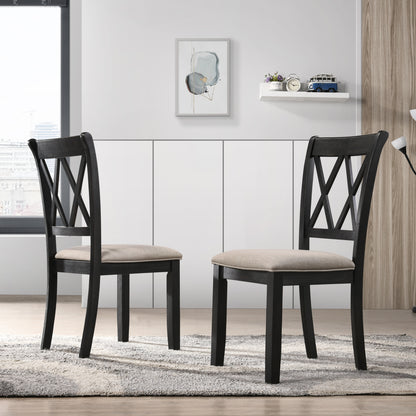 indvale Cross-Buck Wood 5-Piece Dining Set in Black - Groovy Boardz