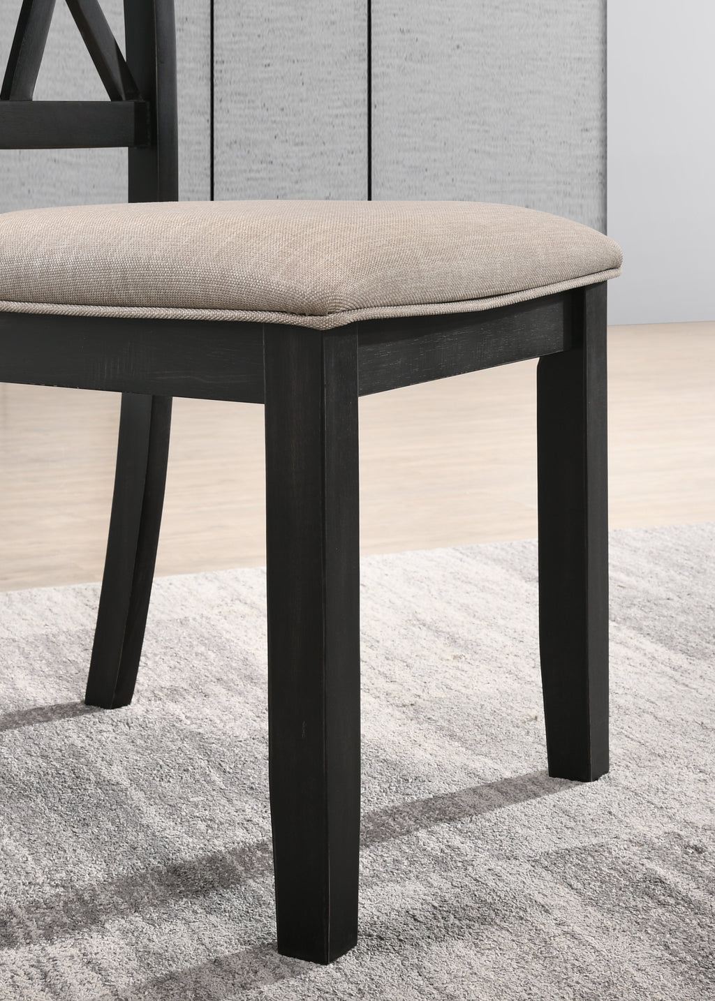 indvale Cross-Buck Wood 5-Piece Dining Set in Black - Groovy Boardz