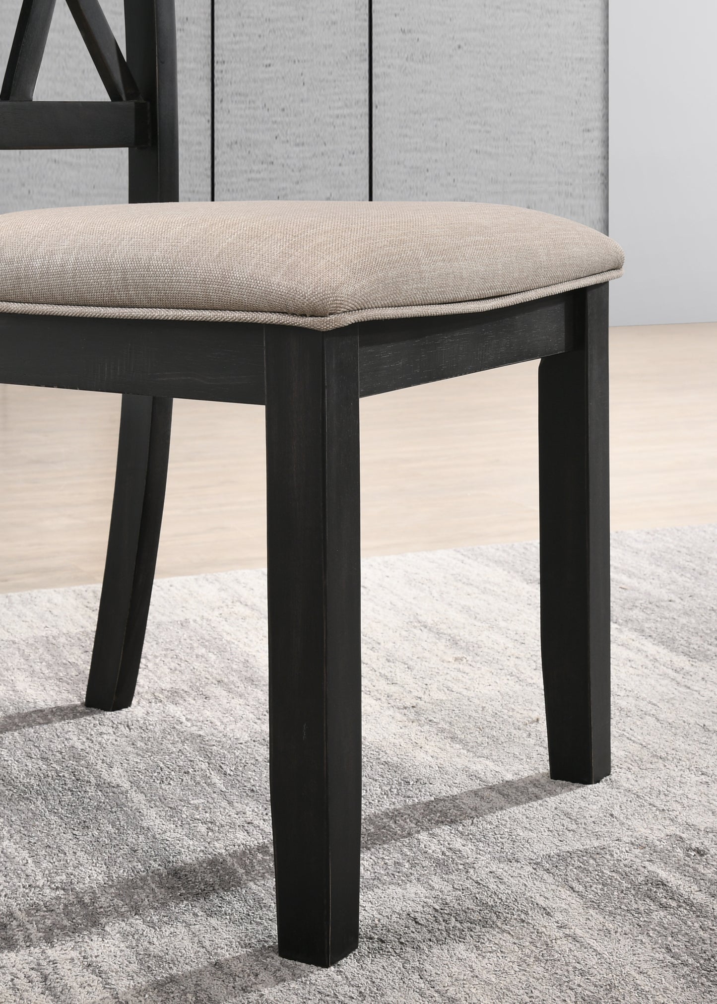 indvale Cross-Buck Wood 5-Piece Dining Set in Black - Groovy Boardz