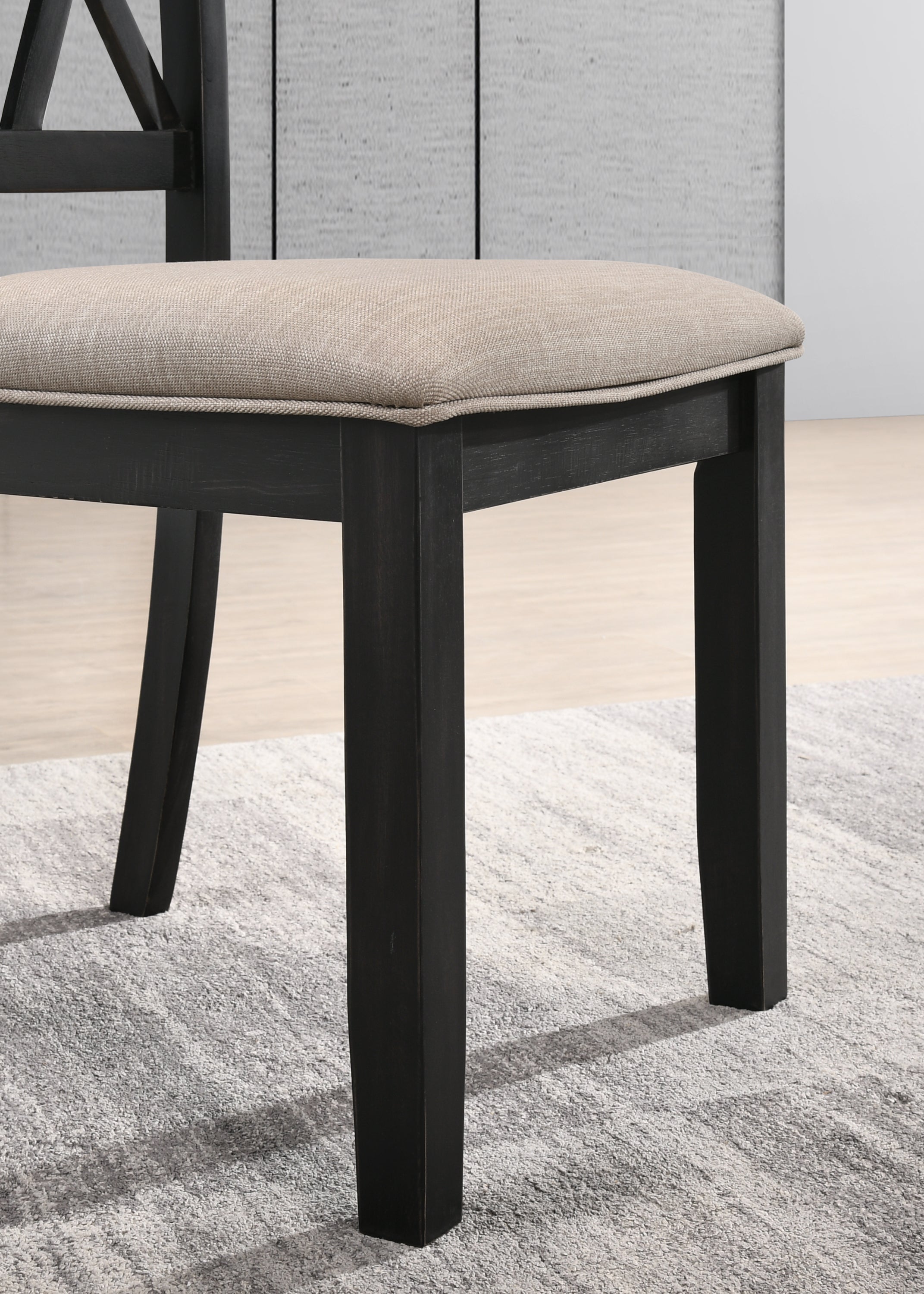 indvale Cross-Buck Wood 5-Piece Dining Set in Black - Groovy Boardz