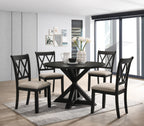 indvale Cross-Buck Wood 5-Piece Dining Set in Black - Groovy Boardz