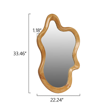 33.46' x 22.24' Irregular Shaped Wall Mirror with Natural Wood Frame Mirror