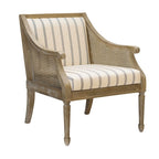 Isla Accent Armchair with Natural Wood and Cane Accents, Beige Polyester Upholstery, 27.5 x 29 x 32.25 inches Accent Chair