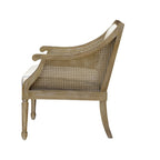 Isla Accent Armchair with Natural Wood and Cane Accents, Beige Polyester Upholstery, 27.5 x 29 x 32.25 inches Accent Chair