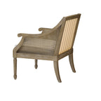 Isla Accent Armchair with Natural Wood and Cane Accents, Beige Polyester Upholstery, 27.5 x 29 x 32.25 inches Accent Chair