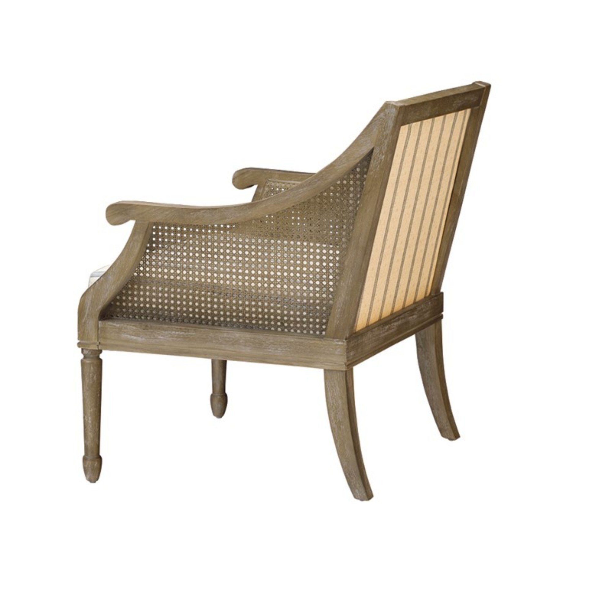 Isla Accent Armchair with Natural Wood and Cane Accents, Beige Polyester Upholstery, 27.5 x 29 x 32.25 inches Accent Chair