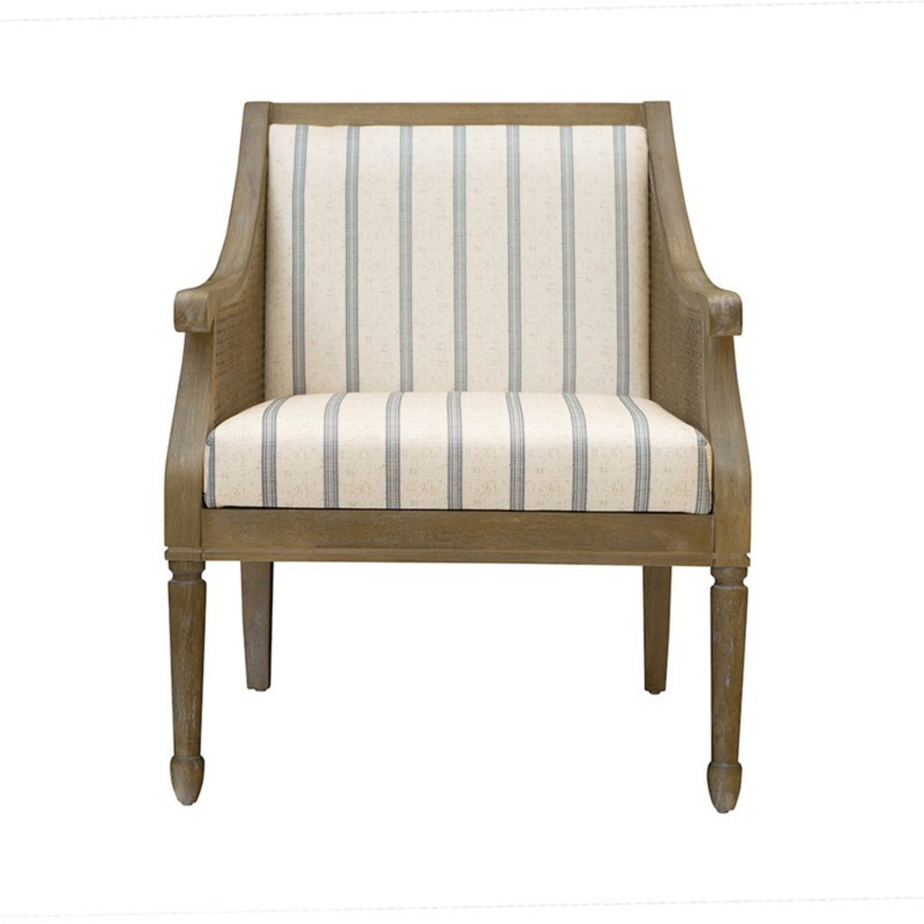 Isla Accent Armchair with Natural Wood and Cane Accents, Beige Polyester Upholstery, 27.5 x 29 x 32.25 inches Accent Chair