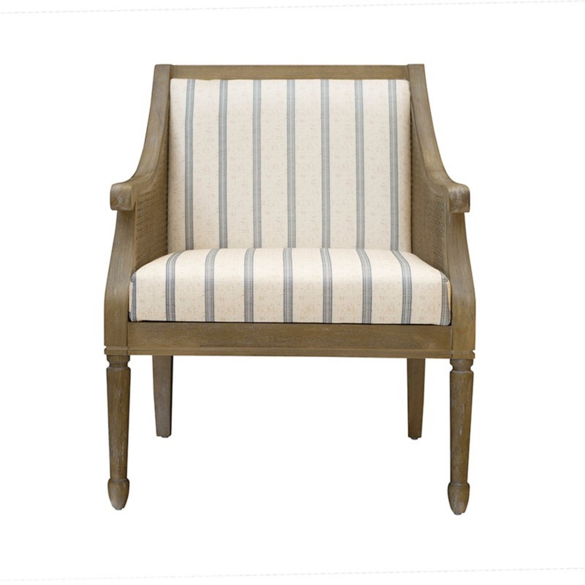 Isla Accent Armchair with Natural Wood and Cane Accents, Beige Polyester Upholstery, 27.5 x 29 x 32.25 inches Accent Chair
